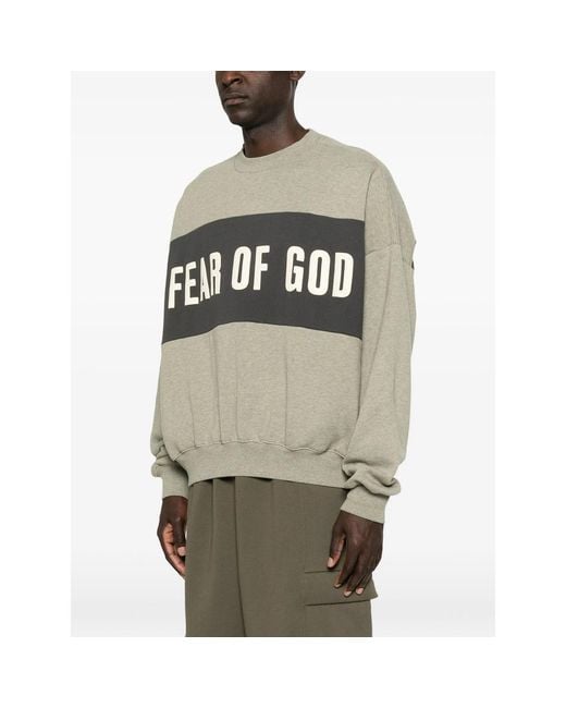 Fear Of God White Cropped Relaxed Panelled Sweatshirt for men
