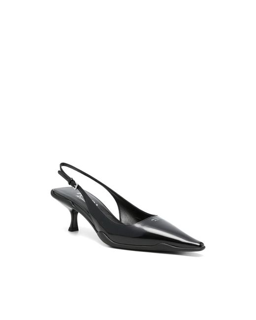 Prada Black Pointed-Toe Slingback Pumps