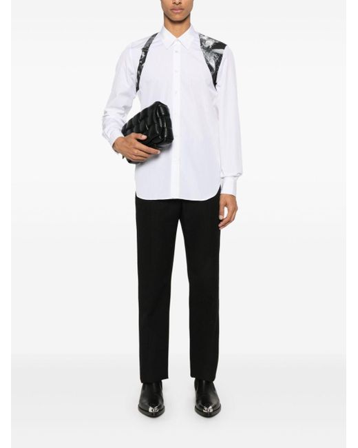 Alexander McQueen White Harness Wax Flower-Print Shirt for men