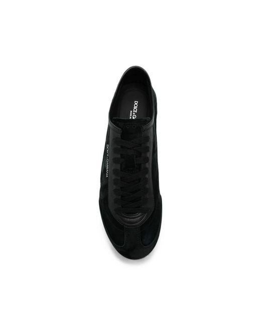 Dolce & Gabbana Black Panelled Logo-Print Sneakers for men