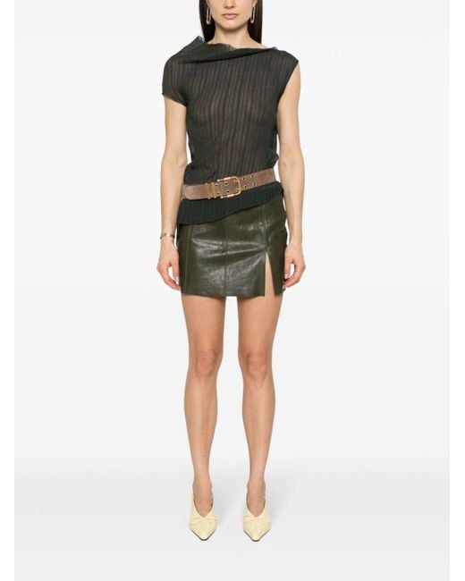Paloma Wool Green Leather Mini Skirt
