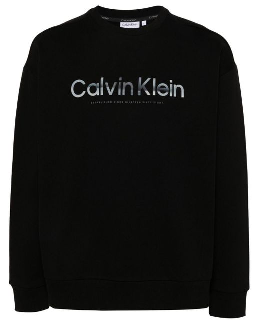 Calvin Klein Black Diffused Logo Sweatshirt for men