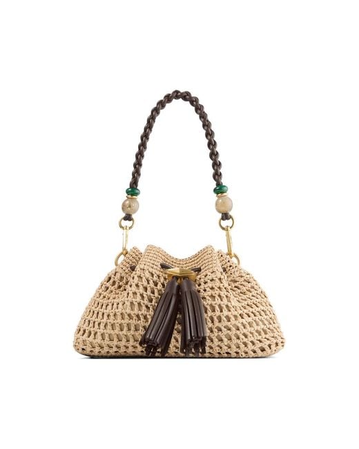 Jimmy Choo Metallic Small Cinch Tassel-Detail Tote Bag