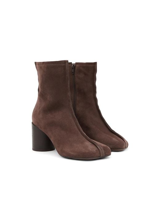 MM6 by Maison Margiela Brown Suede Anatomic Stitch Toe Ankle Boots