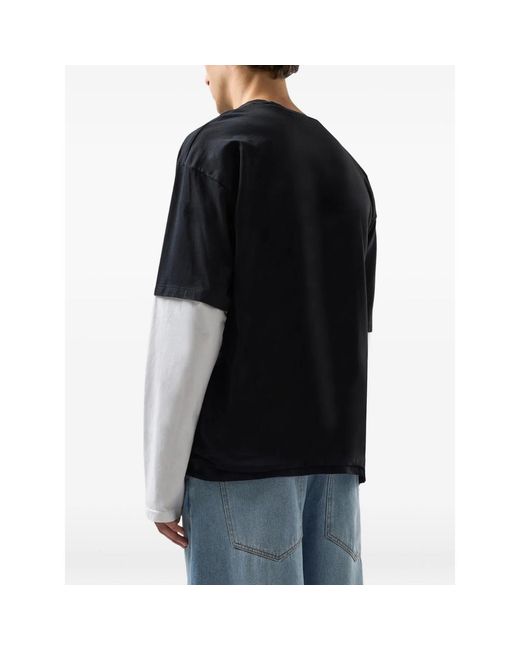 Gcds Black Logo-Lettering Oversized T-Shirt for men
