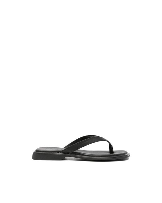 Vagabond Black Izzy Leather Flip-Flops