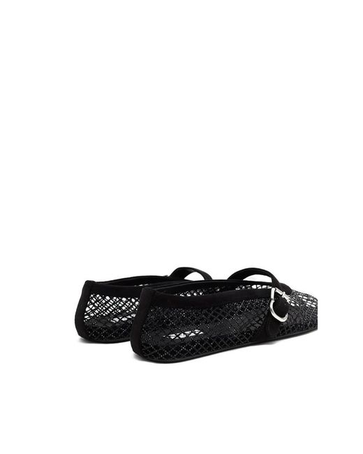 Alaïa Black Mesh Buckle Ballet Flats