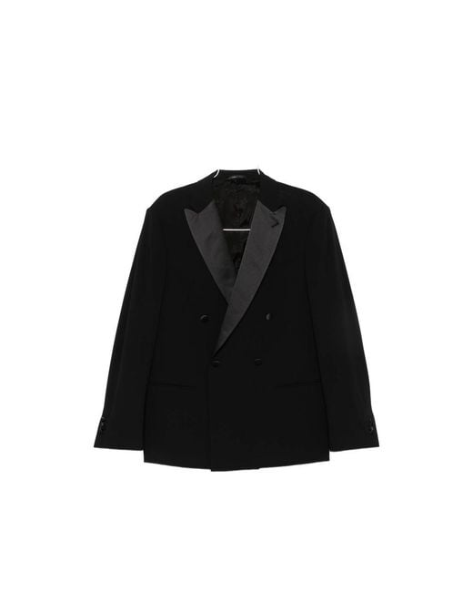 Giorgio Armani Black Double-Breasted Blazer for men