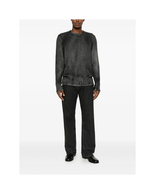 Avant Toi Gray Distressed Spray-Effect Sweater for men