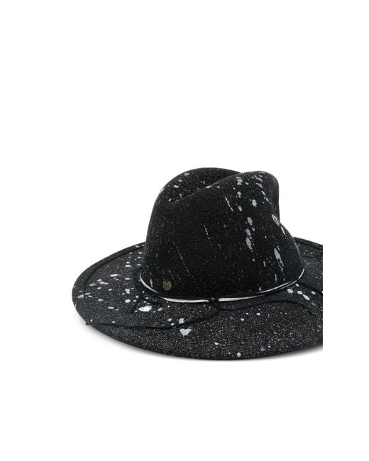 Yesey Black Splatter-Print Fedora Hat