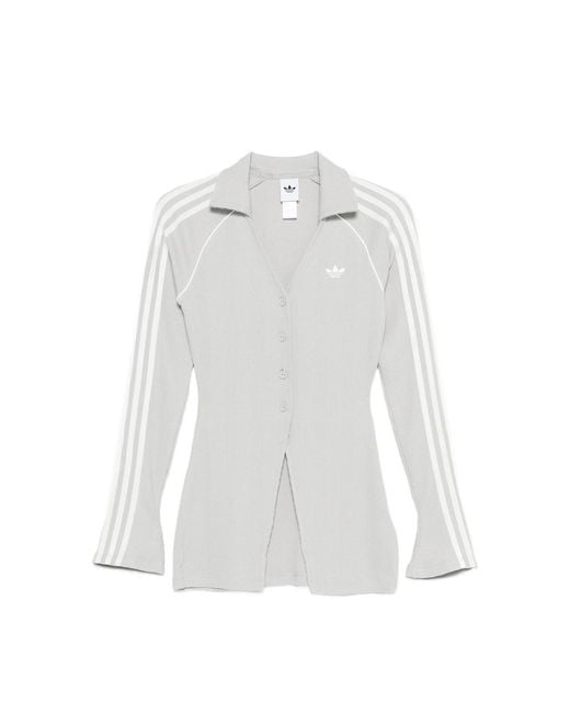 Adidas White Stripe-Detail Button-Up Shirt
