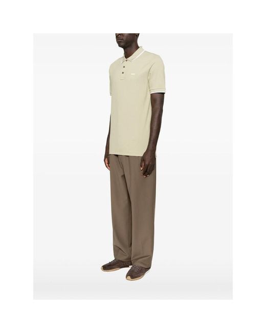 Boss Natural Parlay 190 Logo-Print Tipped Polo Shirt for men