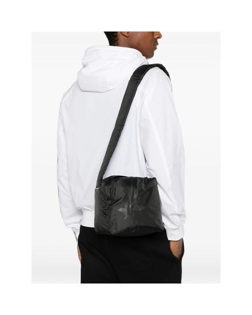 Y-3 Black Padd Logo-Print Padded Messenger Bag for men
