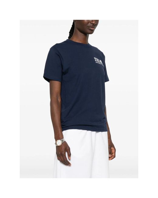 Sporty & Rich Blue Promo Logo-Print Short-Sleeve T-Shirt