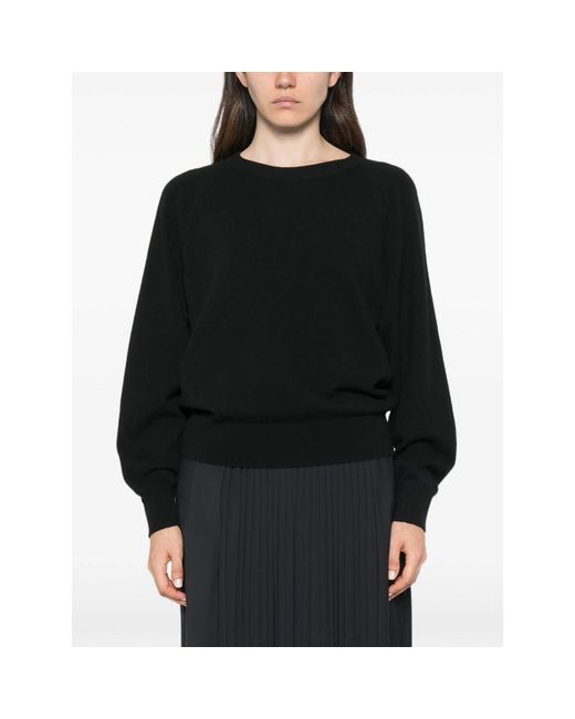 Lisa Yang Black Cambrie Cut-Out Raglan-Sleeve Sweater