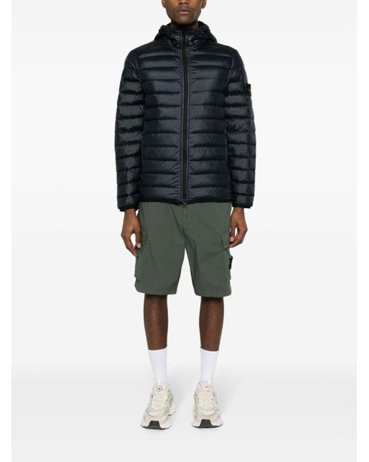 Stone Island Black Loom Woven Chambers Padded Jacket for men