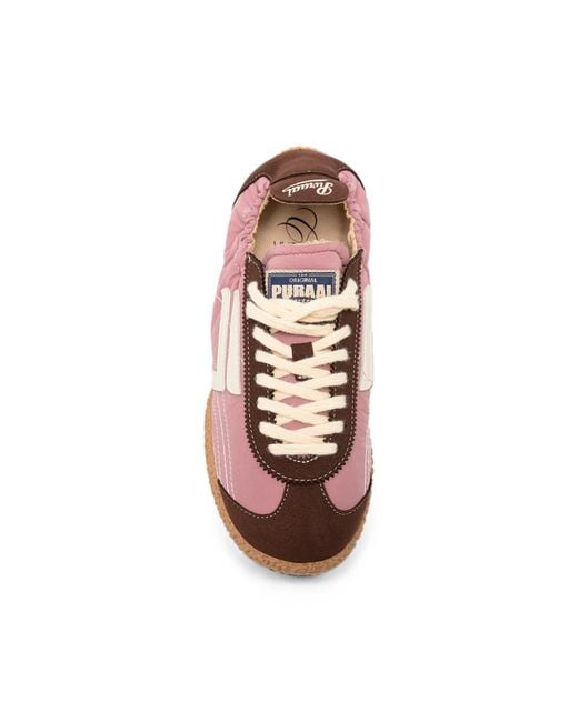 PURAAI Pink Logo-Patch Panelled Sneakers