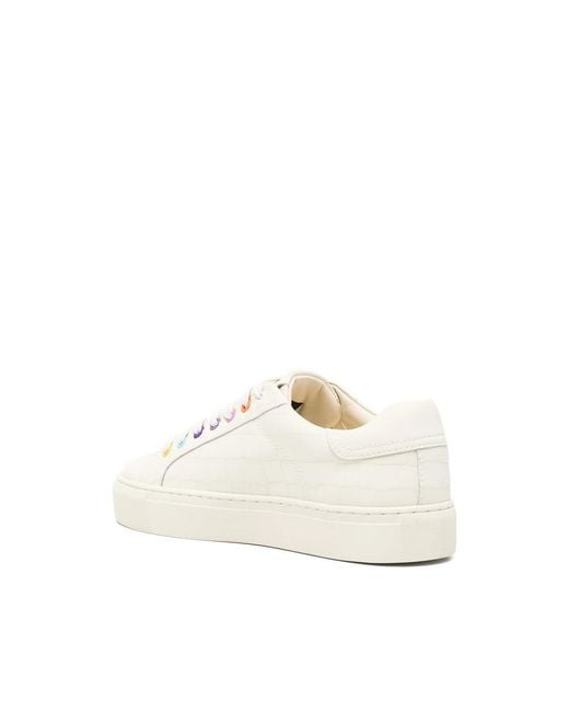 HIDE & JACK White Crocodile-Embossed Sneakers