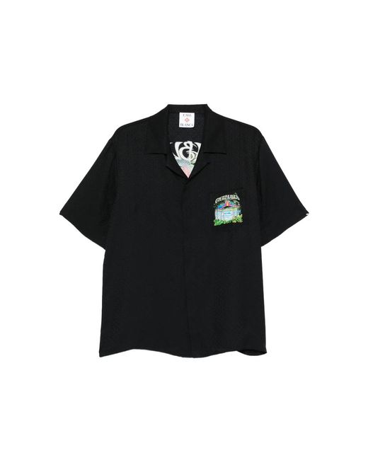 Casablanca Black Volcano Short-Sleeve Graphic Shirt for men