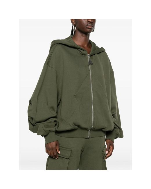 The Attico Green Logo-Embroidered Zip-Up Hoodie