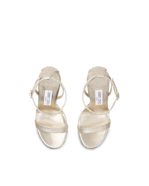 Jimmy Choo Metallic Moza Platform 120 Platinum Brilliance-Fabric Sandals