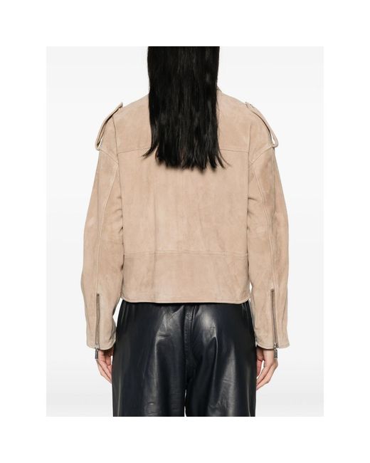 Moorer Natural Loette Zip-Fastening Leather Jacket