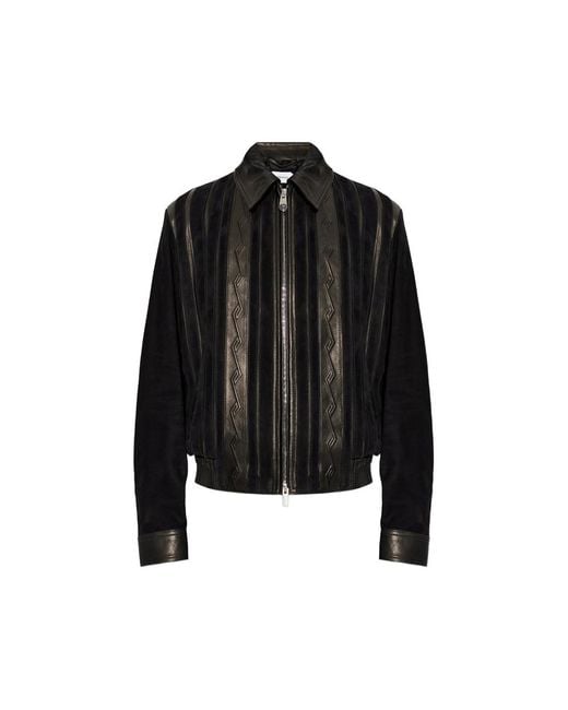 Versace Black Greca-Embossed Panelled Jacket for men