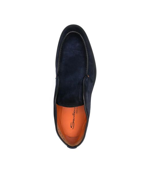 Santoni Blue Loafers Suede for men