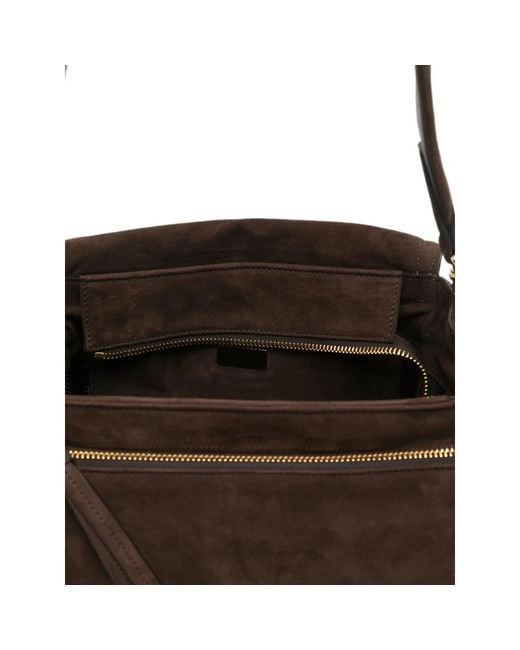 Prada Brown Explore Medium Suede Shoulder Bag With Flap