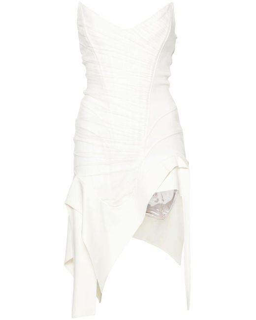 Mugler White Asymmetric Bustier Mini Dress