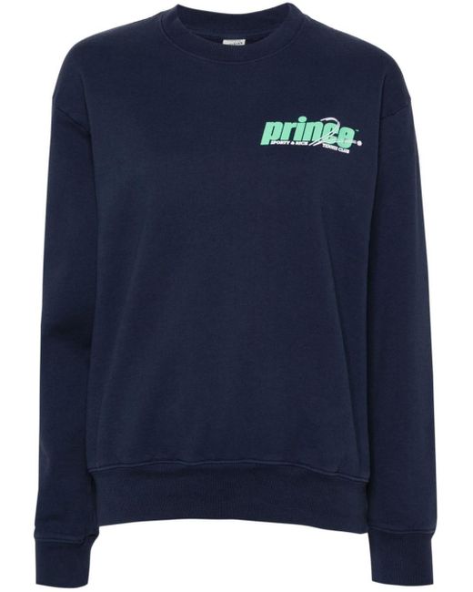 Sporty & Rich Blue Logo-Print Cotton Sweatshirt