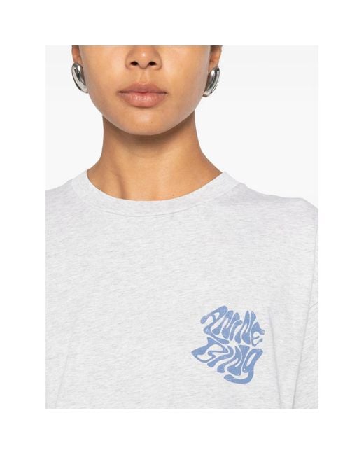 Anine Bing White Cade Logo-Print Cotton T-Shirt