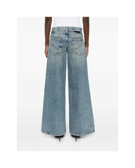 Stella McCartney Blue Wide-Leg Lace-Up Denim Jeans