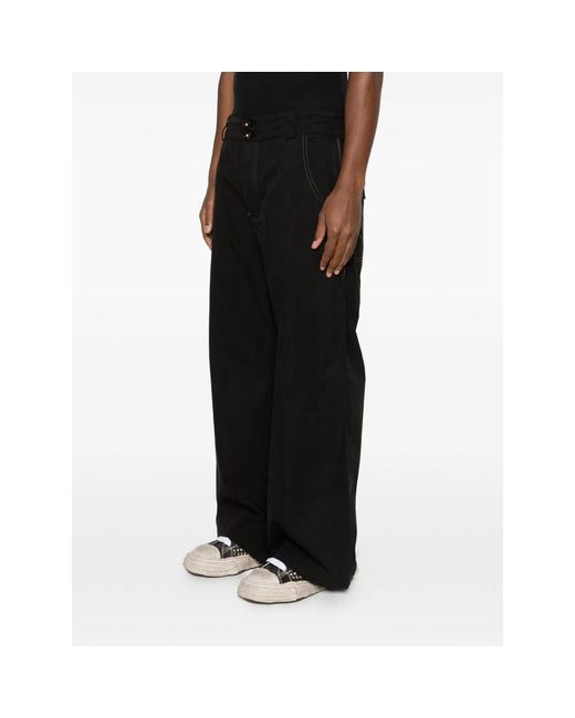 MADFRENZY Black Double-Button Trousers for men
