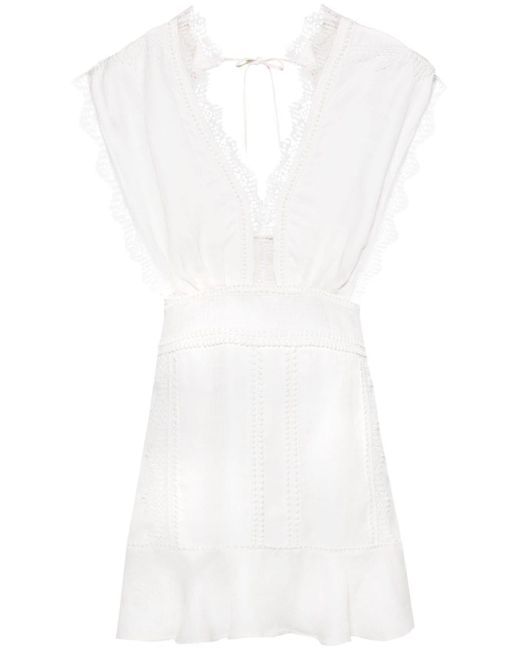 IRO White Lace-Detail Mini Dress