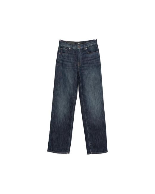 7 For All Mankind Blue Stovepipe Belt-Loop Jeans