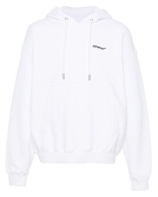Off-White c/o Virgil Abloh White Off- Logo-Embroidered Organic Cotton Hoodie for men