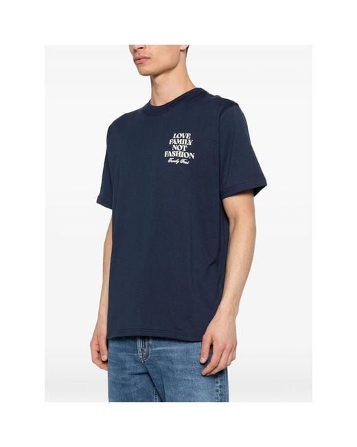 FAMILY FIRST Blue Short-Sleeve Lettering T-Shirt for men