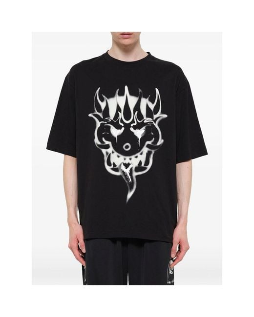 Y-3 Black Yaksha Graphic-Print T-Shirt for men