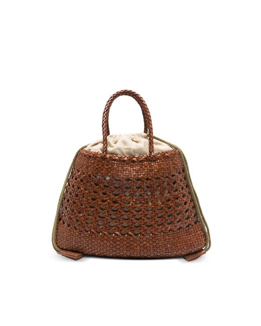 Dragon Diffusion Brown Santa Cano Woven Braided Tote Bag