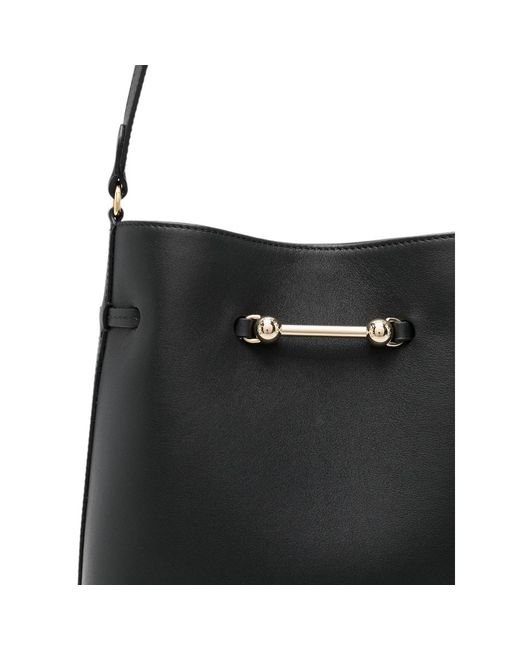 Strathberry Black Corda Bucket Leather Tote Bag