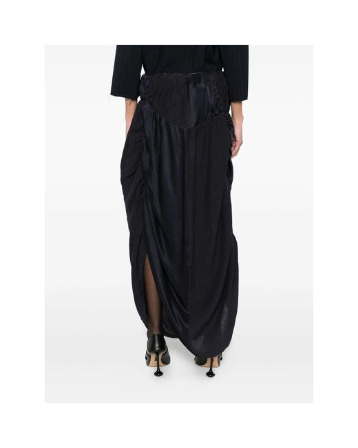 Ziggy Chen Black Ruched Midi Skirt