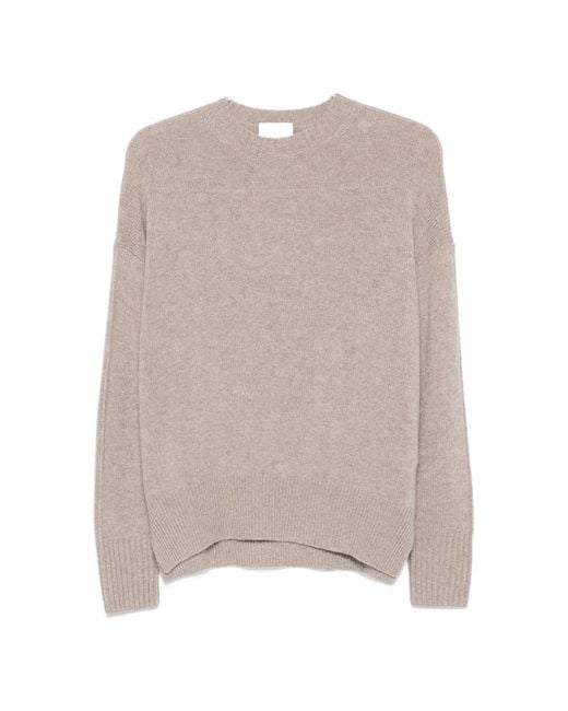 Allude Brown Long-Sleeve Cashmere Sweater