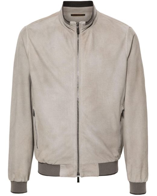 Moorer Gray Perforated Suede Jacket for men
