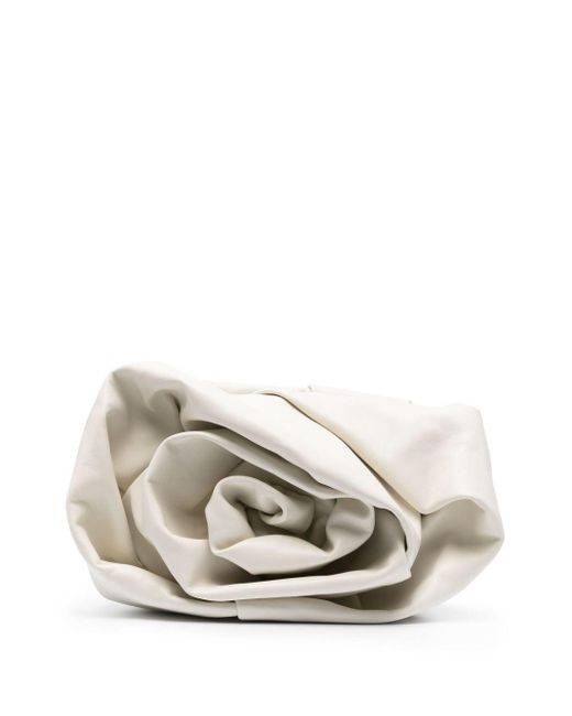 Burberry White Rose Leather Clutch Bag