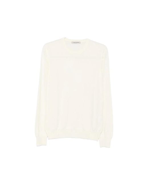 Fileria White Fine-Knit Long-Sleeve Knit for men