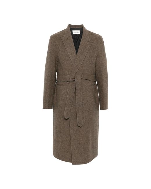 TONYWACK Brown Belted Wrap Coat for men
