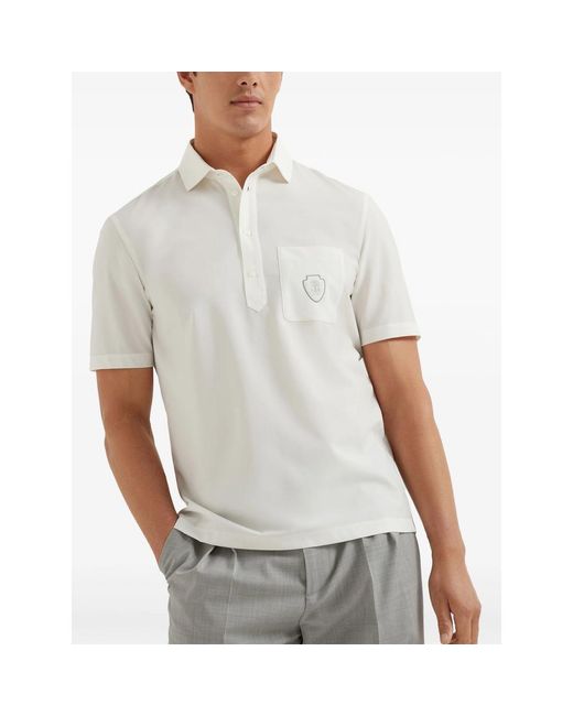Brunello Cucinelli White Polo Shirts for men