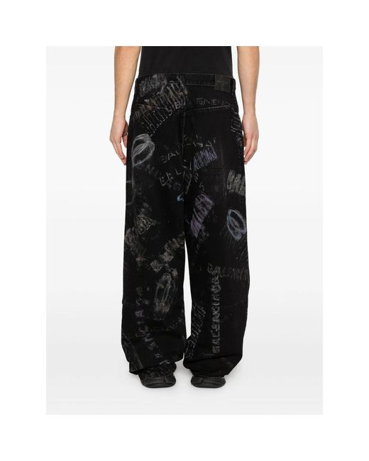 Balenciaga Black Print Jeans for men