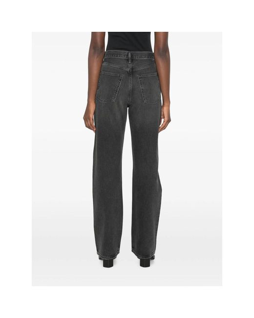 Agolde Black Faded-Effect Wide-Leg Jeans